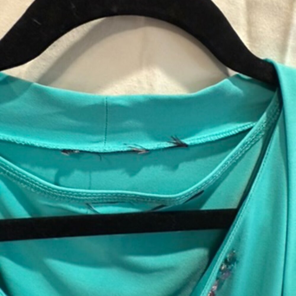 Susan Graver Matching Jacket & Jeweled Tank Set, 2X Teal - Picture 3 of 6